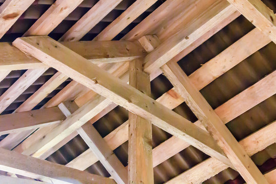 roof ceiling wooden beam natural building material eco high