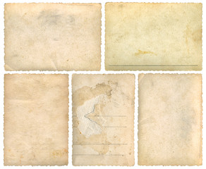 Five Old Empty Postcards Template Background Cutout