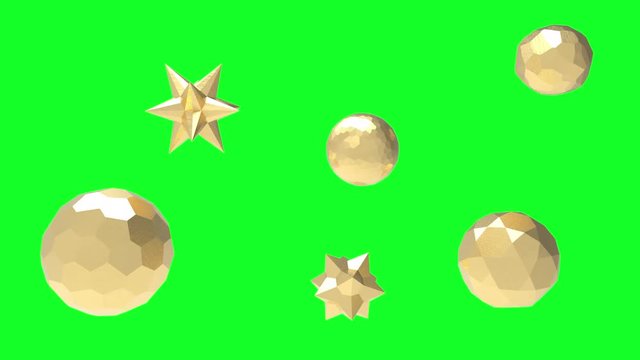 3d rendering animation of geometric shapes turning on chroma key background