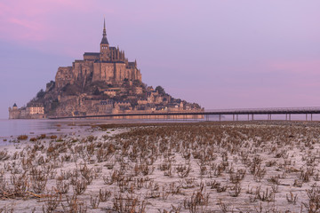 Le Mont Saint Michel in der Normandie Frankreich Dezember Winter