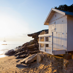 Noirmoutier et ses cabines de plage en Vendée