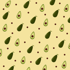 Seamless pattern with avocado cute background