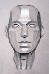 Studio di chiaroscuro su volto disegnato a matita