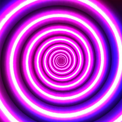 Neon blurry spiral. Glow effect. Vector background.