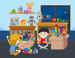 Scene with kids playing in the room