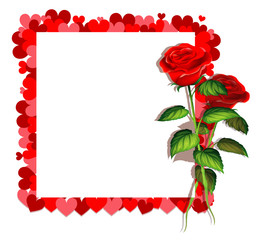 Valentine theme with heart frame and red roses