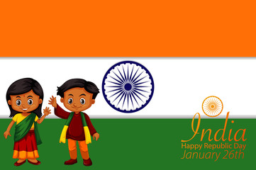 India happy republic day poster design with happy kids