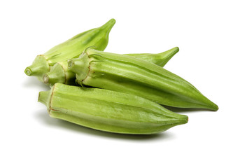 Fresh young okra isolated on white background
