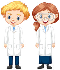 Fototapeta premium Boy and girl in science gown