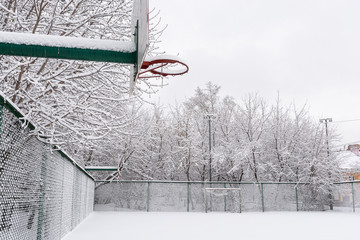 Basketball court in winter
