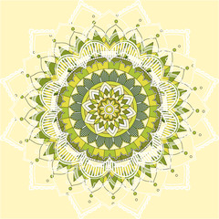Mandala patterns on yellow background