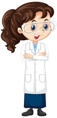 Fototapeta premium Girl in lab gown on isolated background