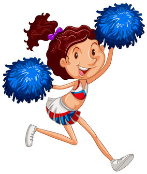 Athlete doing cheerleading on white background