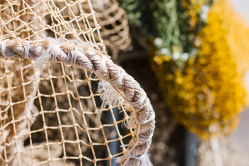 Close up of used marine nylon rope.