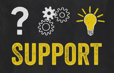 Question Mark, Gears, Light Bulb Concept - Support