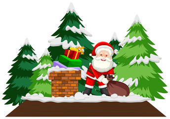 Christmas theme with Santa on the roof