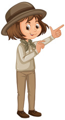 Girl in safari outfit on isolated background