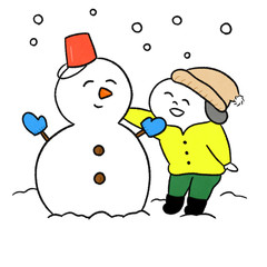 雪だるまと男の子