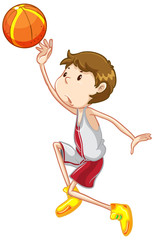 Fototapeta premium Athlete playing basketball on white background