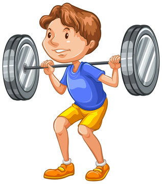Athlete doing weightlifting on white background
