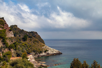 Fototapeta na wymiar Mediterranean sea at Sicily island next to Taormina, Italy.