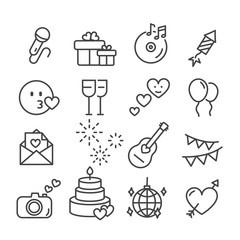 Party, celebration, holiday concept icon set isolated. Modern outline on white background