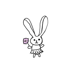 Easter bunny with flower illustration rabbit