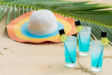Tropical summer drink on the beach