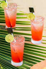 Tropical summer drink on the beach
