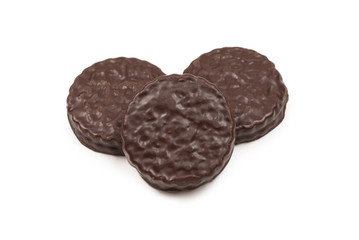 Chocolate cookies isolated on white.