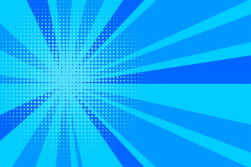 Comic blue sunbeam background retro pop art style cartoon