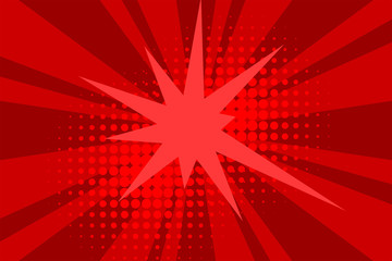 Comic red sunbeam background Retro pop art style cartoon