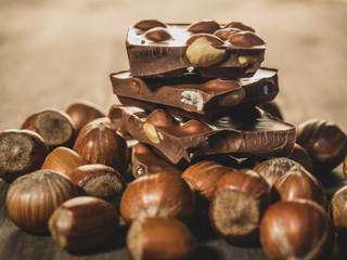 Close up of hazelnut chocolate
