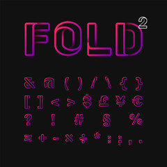 Pink line font set with shadows, vector illustration