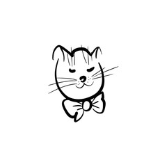 Cat doodle ink drawn