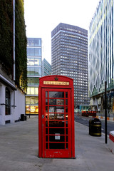 red telephone box in london city