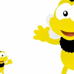 Illustration of Bee With Smile Cartoon, Cute Funny Character, Flat Design