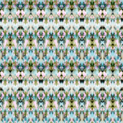 Fototapeta na wymiar Seamless abstract pattern. Ethnic ornament in pink, blue and brown. Blurry lines.