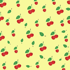 Seamless Pattern With Cherries Cute Background Vector