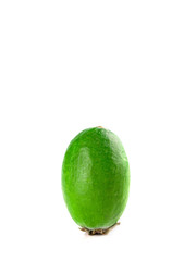 Juicy and ripe feijoa isolated on a white background. Healthy autumn fruit.