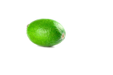 Juicy and ripe feijoa isolated on a white background. Healthy autumn fruit.