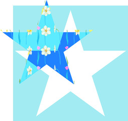 Isolated on white vector card template with stars and spring flowers