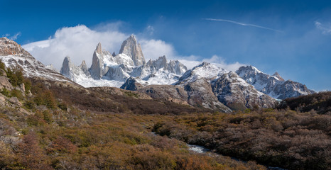 View of Mt. Fitz Roy stream in foreground