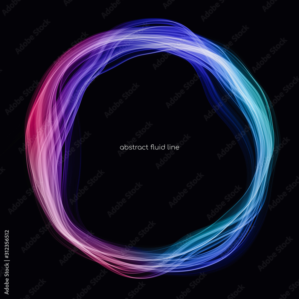 Aufkleber Abstract circle lines round ring frame colorful light flowing isolated on black background with empty space for text.