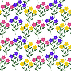  Seamless pattern stylized flowers watercolor illustration