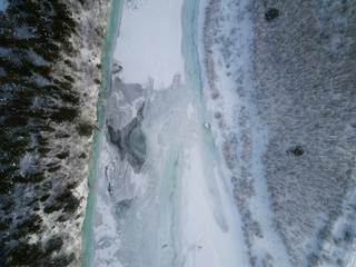 Aerial icy forest in norway