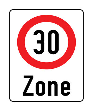 Zone 30 road sign 