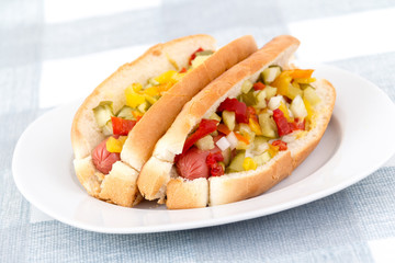 alldress delicious hotdog on a plate