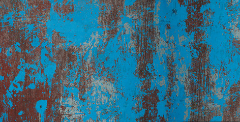 Turquoise and blue wood texture or background Old rustic painted