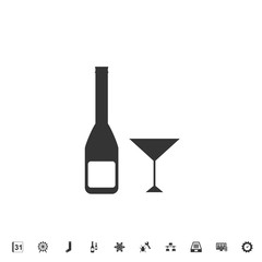 wine bottle with glass icon vector illustration for graphic design and websites